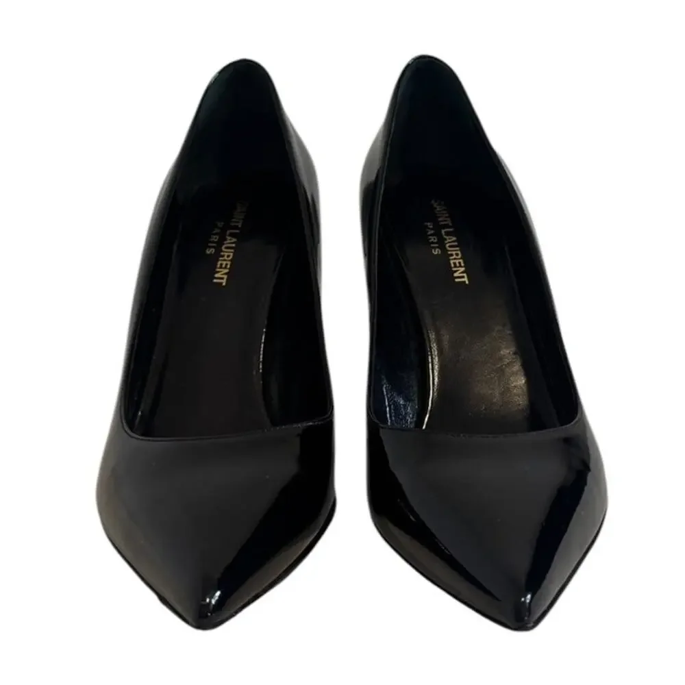 Saint Laurent Black Patent Leather Pointed Toe Heels Size 40 - Picture 3 of 12